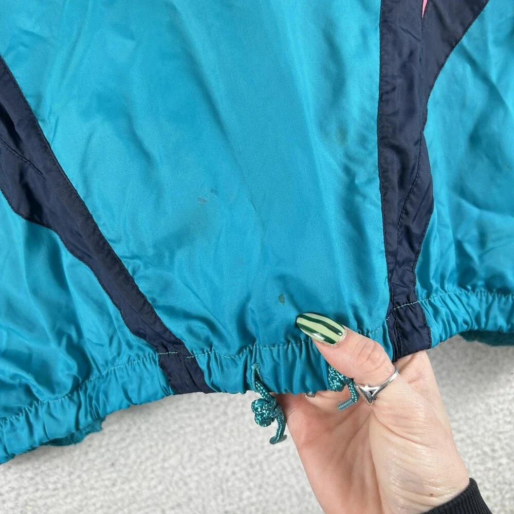 Vintage Adidas Jacket Mens XL Blue Hooded Colorblock Windbreaker Pullover 80s